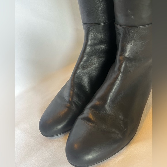 Stuart Weizman Black Leather Knee High Boots Size 9 - Picture 9 of 10